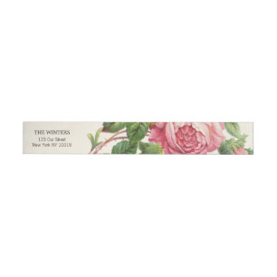 Painted Vintage Rose Boho Wedding Wraparound Address Label