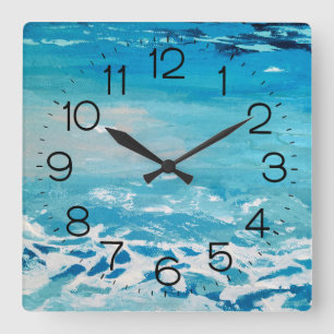 Painted Water Colours   Square Wall Clock