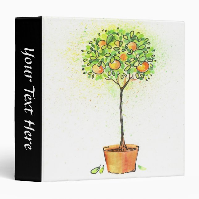 Painted watercolor citrus tree in pot binder (Front/Spine)