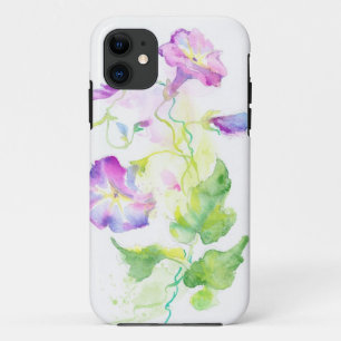 Painted watercolor convolvulus flowers iPhone 11 case