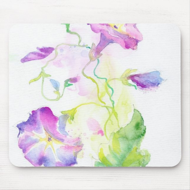 Painted watercolor convolvulus flowers mouse pad (Front)