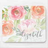 Painted Watercolor Flowers Calligraphy Name Mouse Pad (Front)