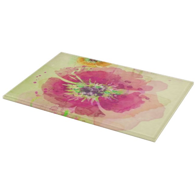 Painted watercolor poppies 2 cutting board (Corner)