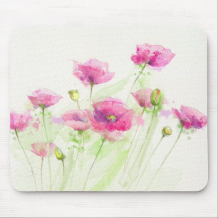 Painted watercolor poppies 3 mouse pad