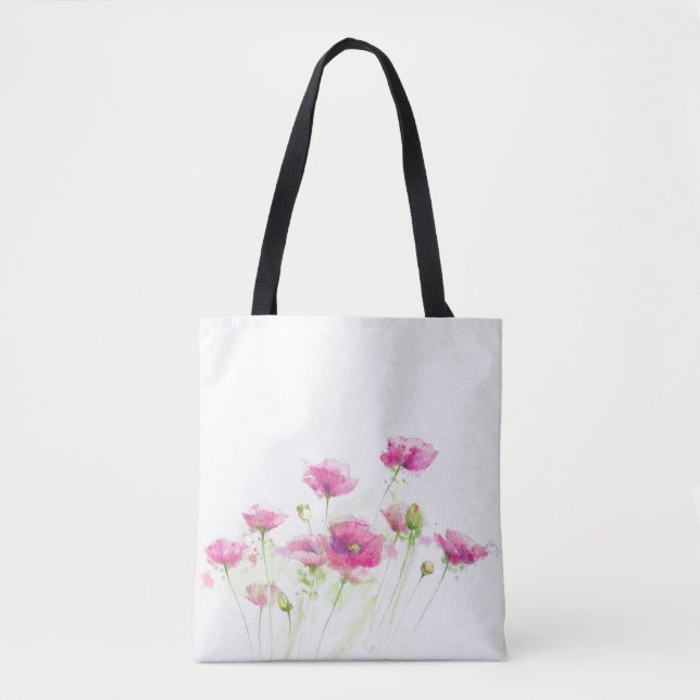 Painted watercolor poppies 3 tote bag (Front)