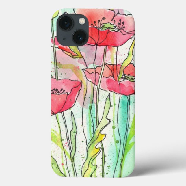 Painted watercolor poppies Case-Mate iPhone case (Back)