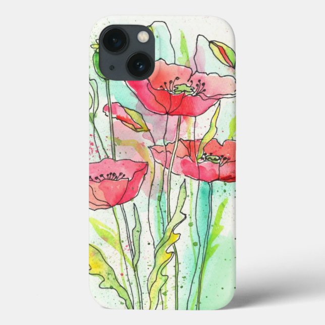 Painted watercolor poppies Case-Mate iPhone case (Back)