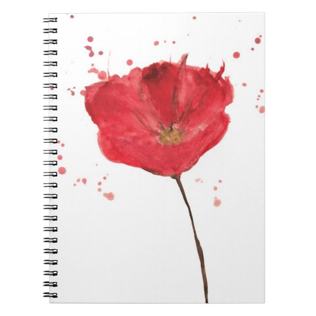 Painted watercolor poppy flower 2 notebook (Front)