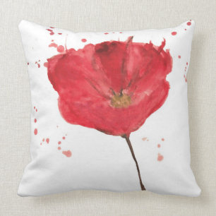 Painted watercolor poppy flower 2 throw pillow