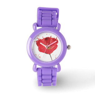 Painted watercolor poppy flower 2 watch