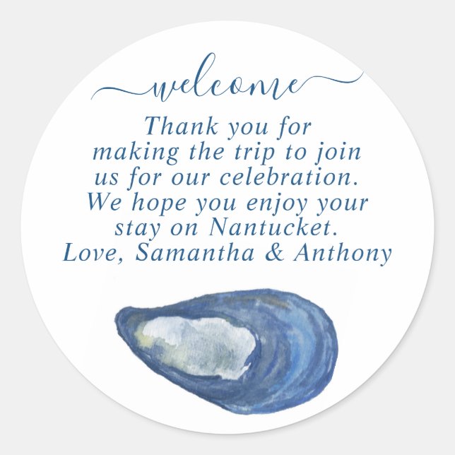 Painted Watercolor Seashell with Message Sticker (Front)