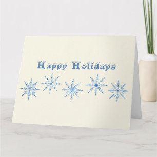 Painted watercolor snowflakes holiday greetings card