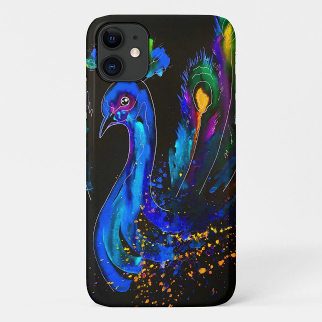 Painted Whimsical Peacock Case-Mate iPhone Case (Back)