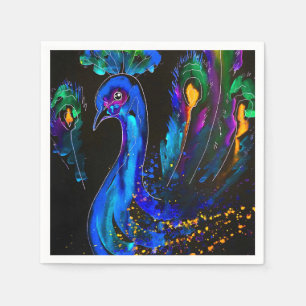 Painted Whimsical Peacock Napkin