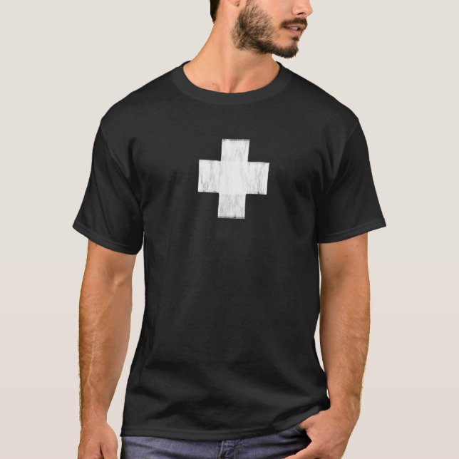 Painted White Cross On Red Guard Life V.2 T-Shirt (Front)