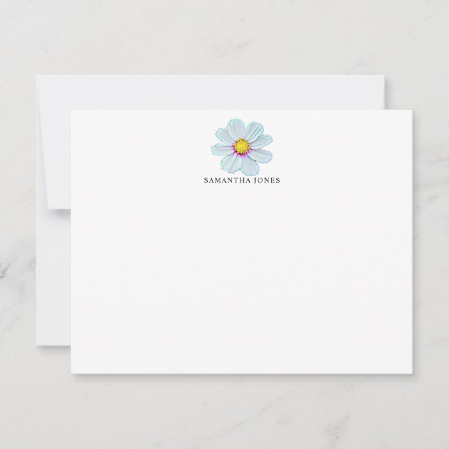 Painted White Floral Personalized Card (Front)