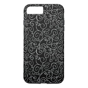 Painted White Scrolling Curves on Black Case-Mate iPhone Case