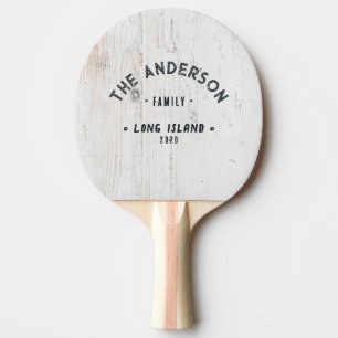 Painted White Wood Vintage Seaside Family Name Ping Pong Paddle