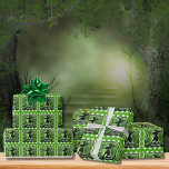 Painted Wickedly Good Witch Green Gingham Plaid Wrapping Paper<br><div class="desc">Painted Wickedly Good Witch Green Gingham Plaid Wrapping Paper - This wrapping paper features a green and black painting of a witch in an enchanted forest on top of a white and green gingham chequered plaid pattern. Perfect for any age girl or woman's birthday or for a Halloween gift. Designed...</div>