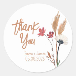 Painted Wildflowers Thank You Sticker