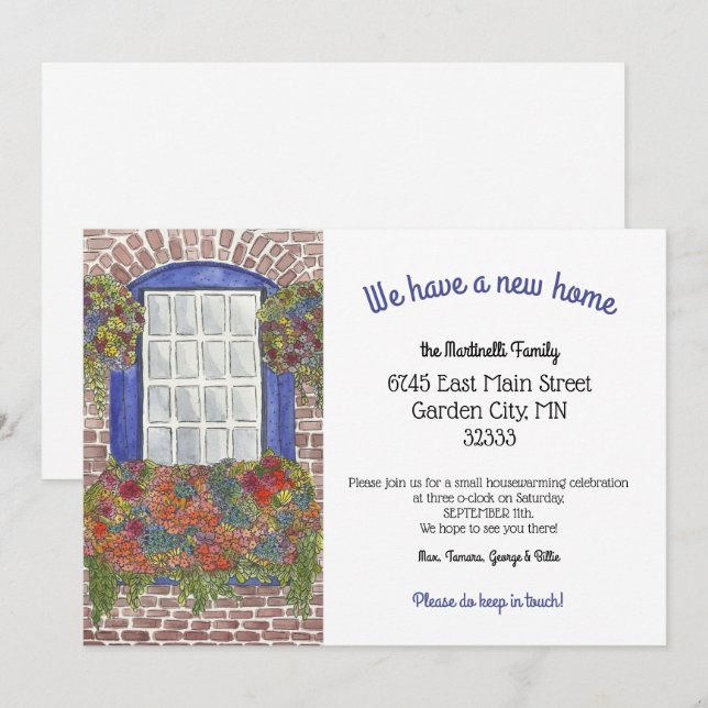 Painted Window New Home Address Announcement (Front/Back)