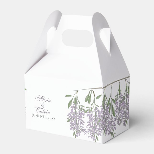 Painted Wisteria Wedding Favour Box (Front Side)