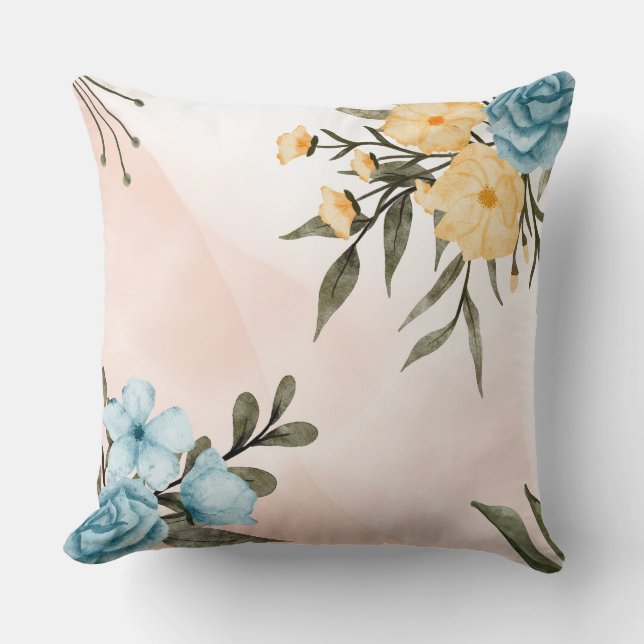 Painted with watercolors flowers  throw pillow (Front)
