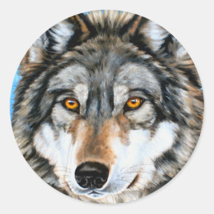 Painted Wolf Classic Round Sticker