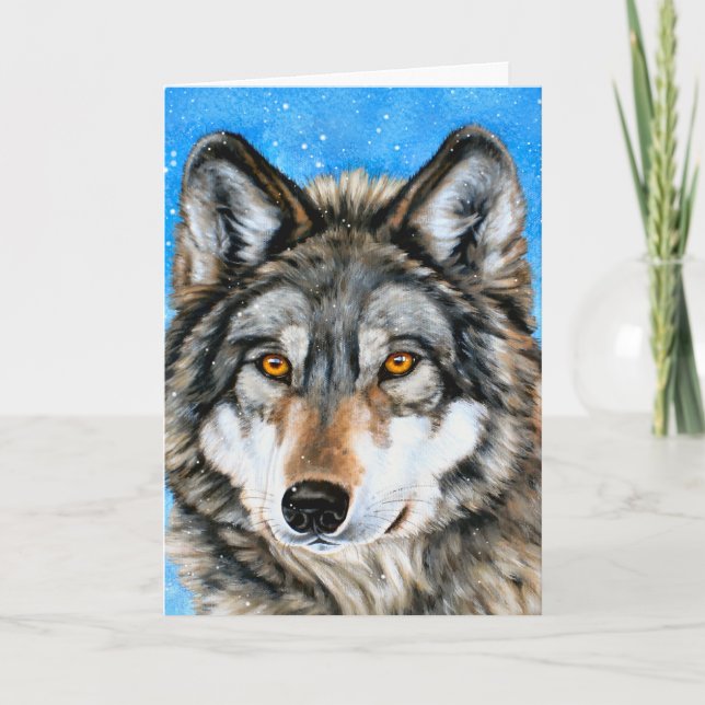 Painted Wolf Season's Greetings Cards (Front)