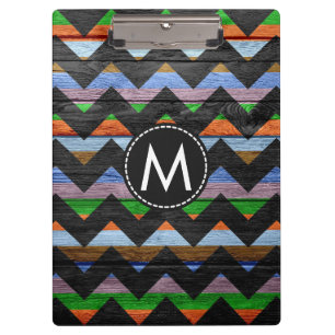 Painted Wood Chevron Zigzag Pattern Clipboard