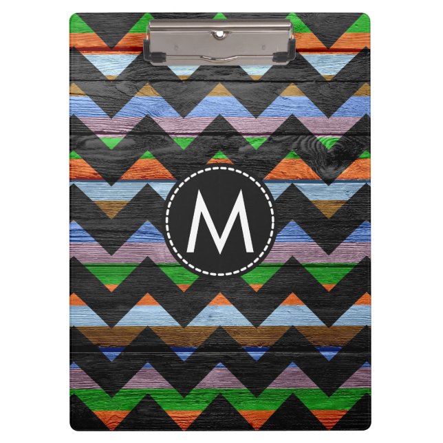 Painted Wood Chevron Zigzag Pattern Clipboard (Front)