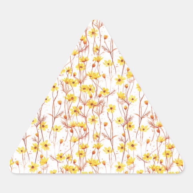 Painted Yellow Daisies Triangle Sticker (Front)