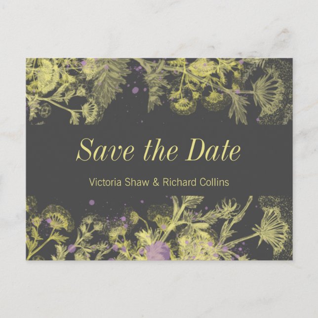 Painted Yellow Flowers Announcement Postcard (Front)