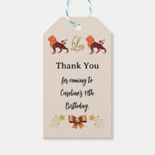 Painted Zodiac Sign Gold Glitter Leo Birthday Gift Tags