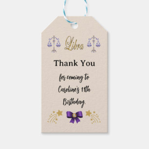 Painted Zodiac Sign Gold Glitter Libra Birthday Gift Tags