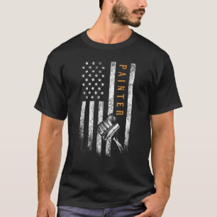 Painter American Flag Design Painting T-Shirt