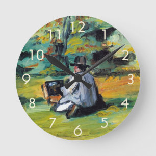 Painter at Work by Paul Cezanne, Vintage Fine Art Round Clock