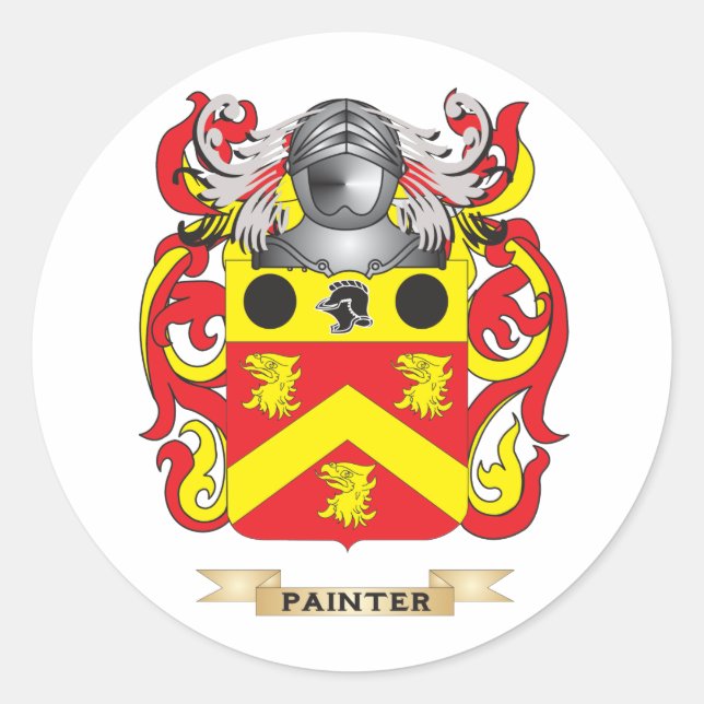 Painter Coat of Arms (Family Crest) Classic Round Sticker (Front)