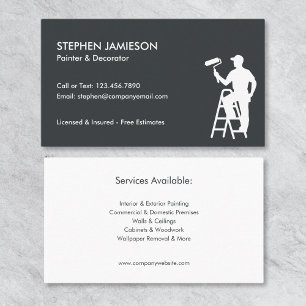 Painter & Decorator Painting Services Grey & White Business Card