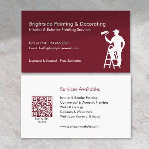Painter & Decorator Services QR Code Red White Business Card