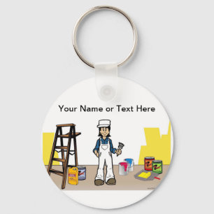 Painter - Female Cartoon by PrintedPerfection.com  Keychain