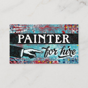 Painter For Hire Business Cards - Blue Red
