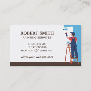 Painter On Ladder Painting Business Card