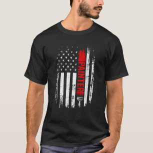 Painter Paint Brush Artist American Flag USA 4th O T-Shirt
