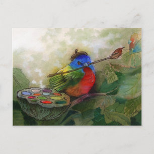 Painter Painted Bunting Bird Postcard
