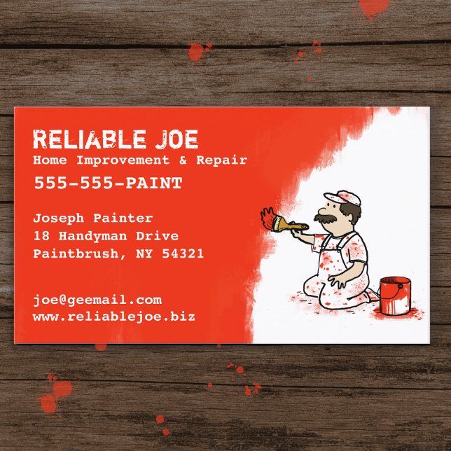 Painter Painting Red Paint Professional Contractor Business Card (Creator Uploaded)