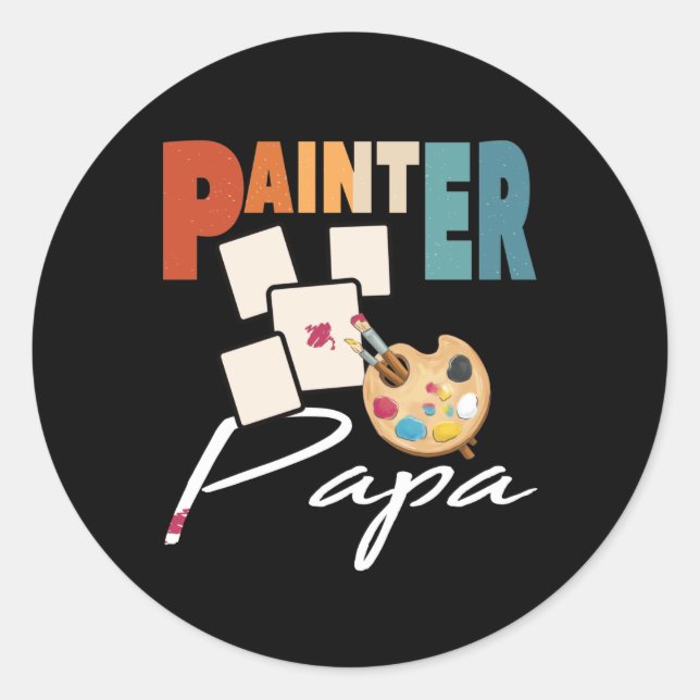 Painter Papa Artist Design For Father's Day Classic Round Sticker (Front)