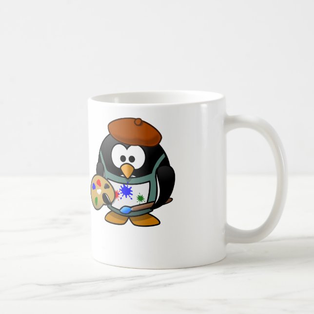 Painter Penguin - White Coffee Mug (Right)