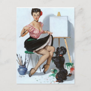 Painter Pin Up Postcard