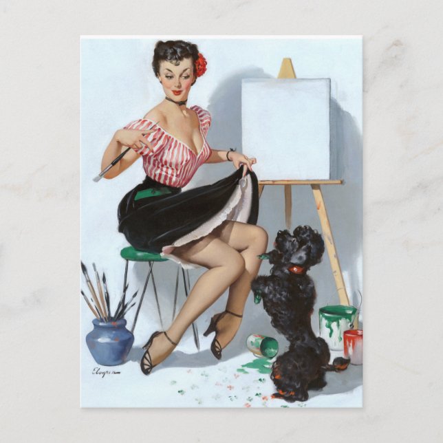 Painter Pin Up Postcard (Front)
